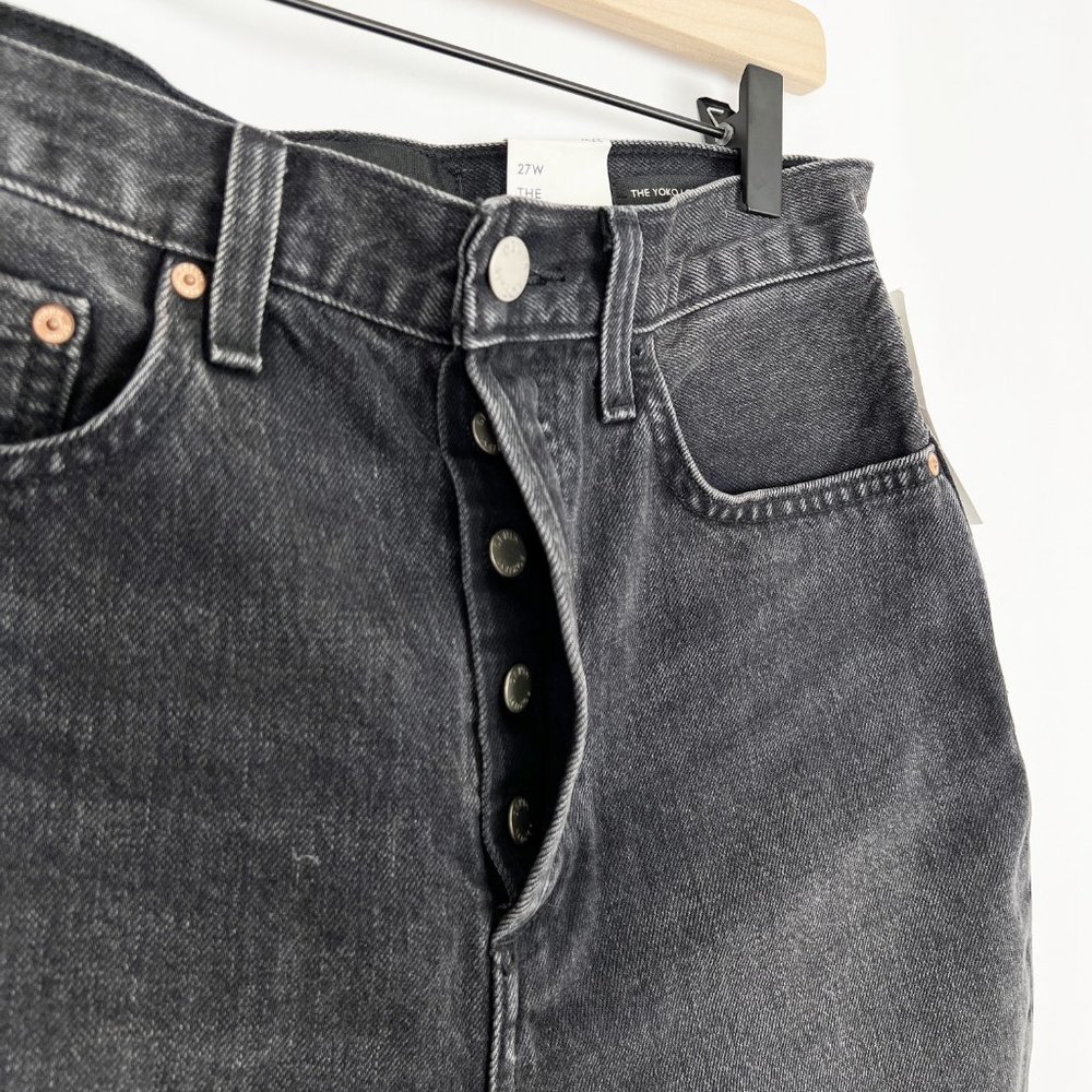 New Aritzia Denim Forum The Yoko Mid Thigh Shorts High-Waisted Long Jean Cut-Off - Picture 6 of 11